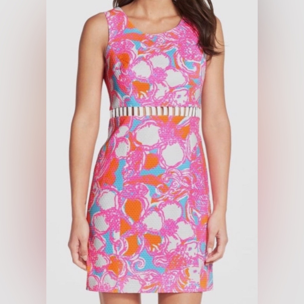 LILLY PULTIZER Iggy Shorely Blue Women's Mini Shift Floral Dress Sleeveless Sz 4